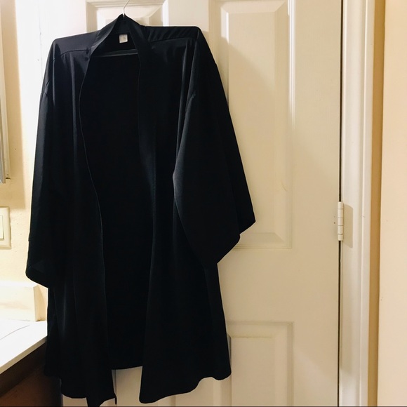 Forever 21 Satin Robe Black 3/4 Kimono Sleeves - Picture 4 of 5